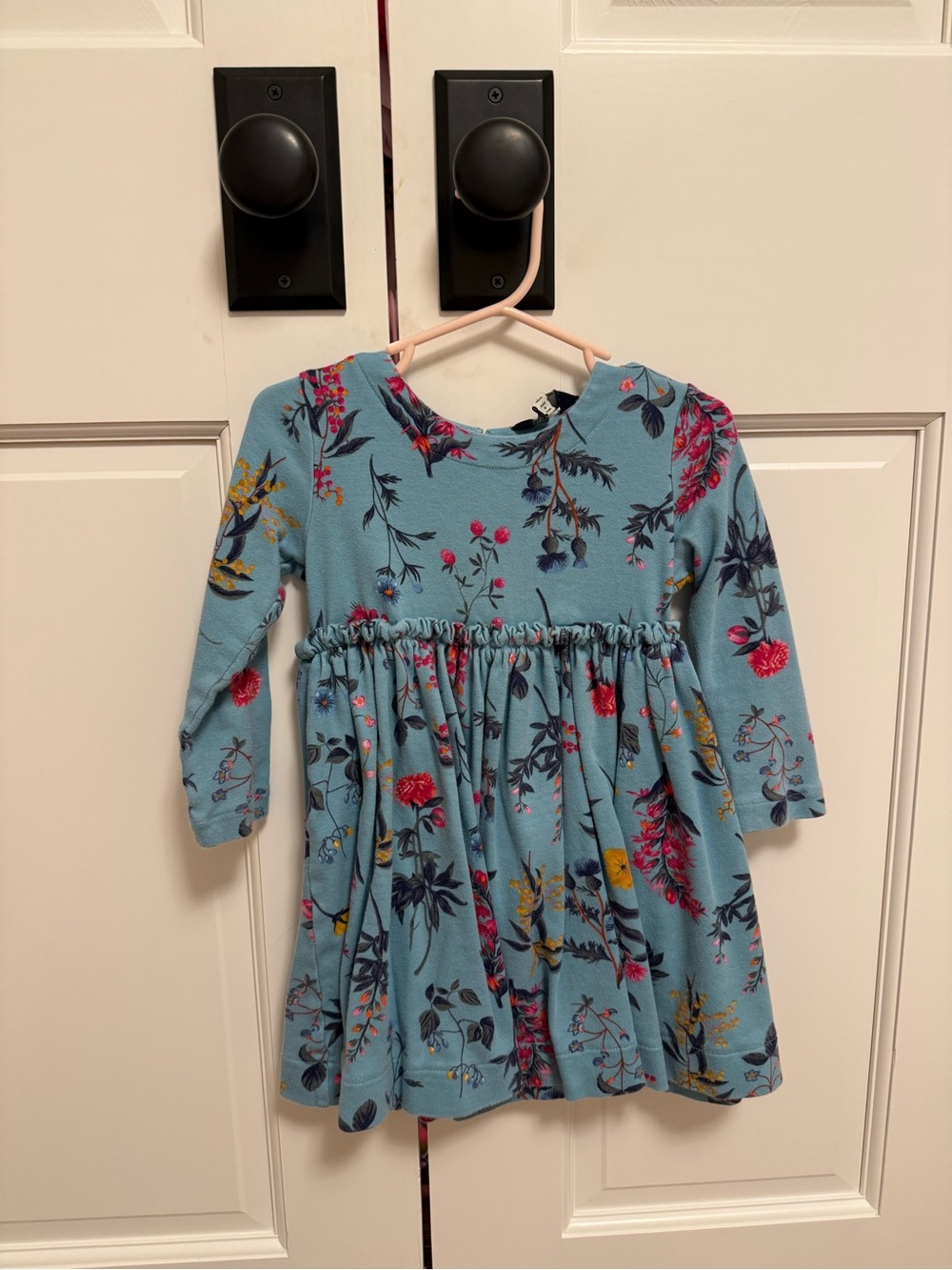Joules Girls' Blue Floral Long-Sleeve Dress
